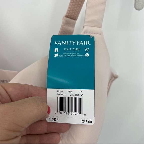 NWT VANITY FAIR 76380 42H sheer quartz pink - Picture 3 of 5